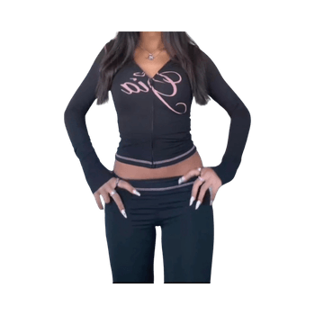 Mustat hupullinen vetoketjuneule S