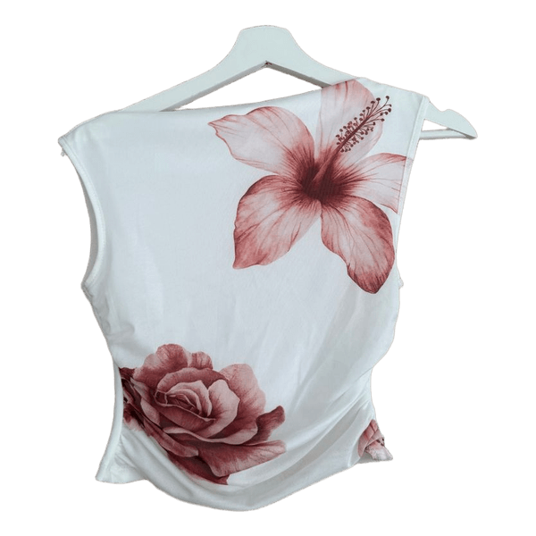 White floral off shoulder top