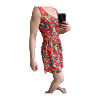 Red flowal mango dress