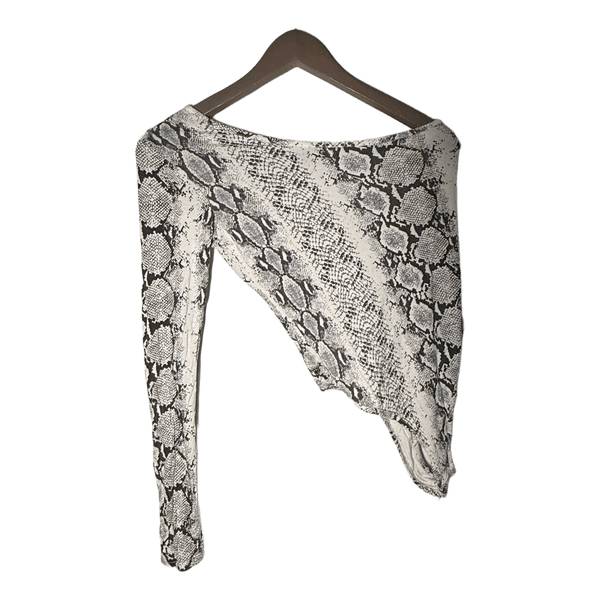 Snake print asymmetric off shoulder top