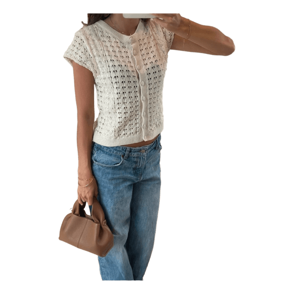 Hvid strikket cardigan