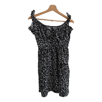 Black floral mini dress