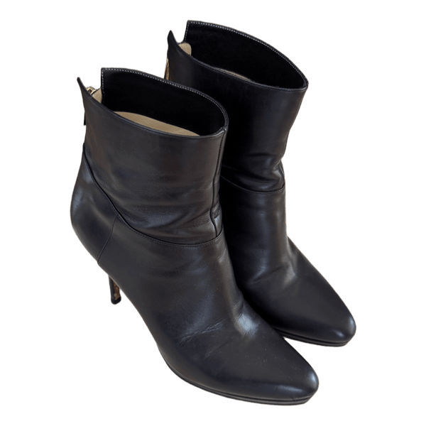 Jimmy Choo Black Leather Ankle Boots 39.5 – Made in Italy