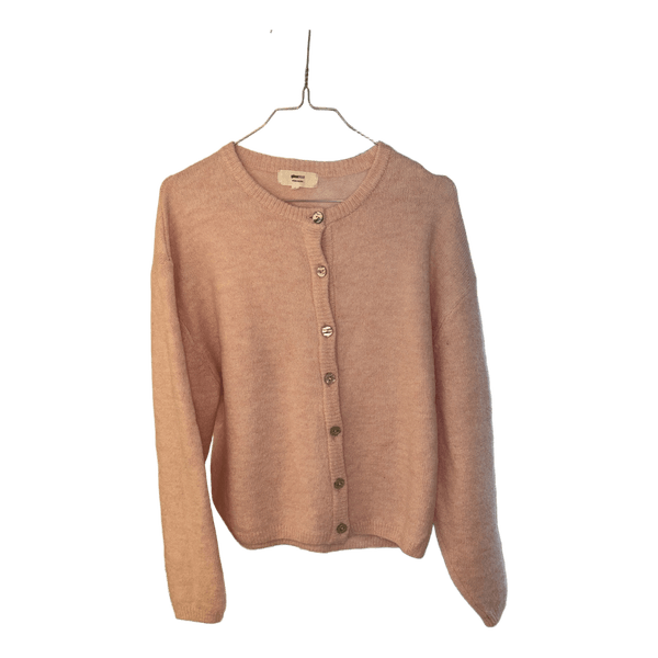 lyserød strikcardigan