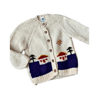 Knit wool cardigan, embroidered