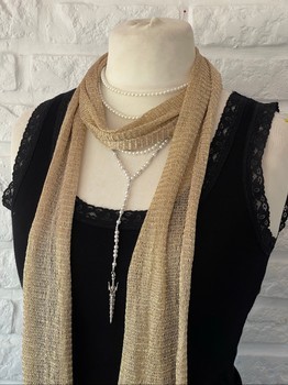 Gold metallic fringe scarf ✨