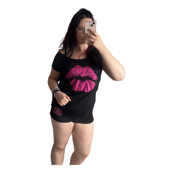 Black lip print t-shirt
