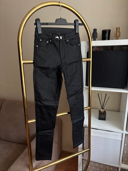 Black coated push up jeans