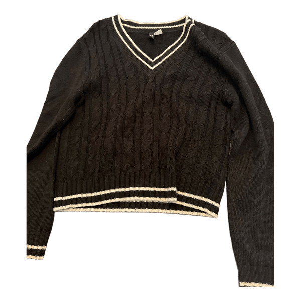 Black knit v neck sweater