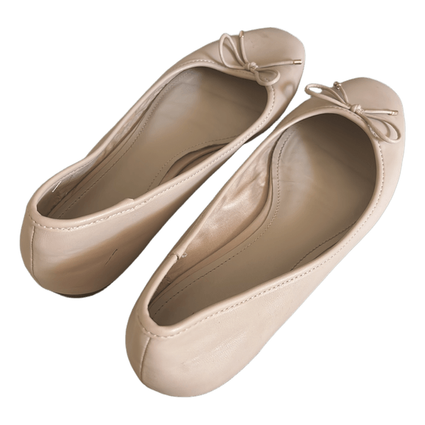 Beige ballerinasko med sløjfe