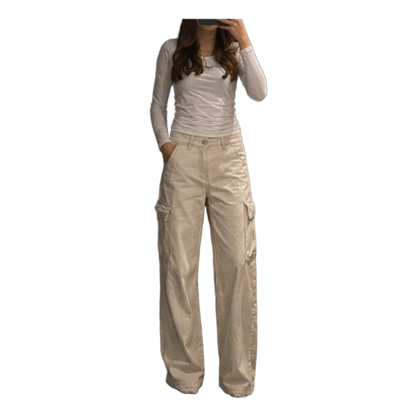 Beige cargo bukser med vidde