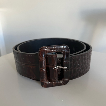 Brown leather croco belt