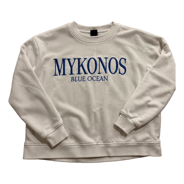 Valkoinen Mykonos collegepaita
