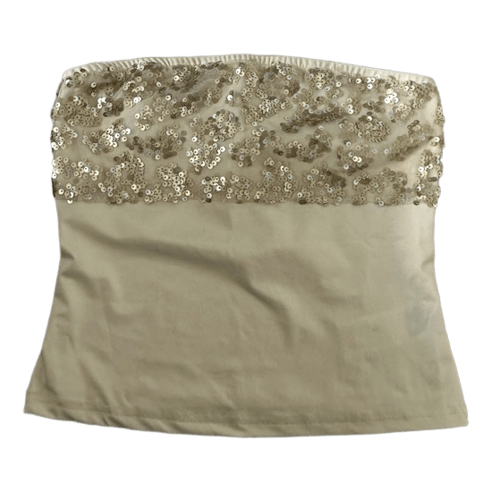 Beige stropløs top med pailletter