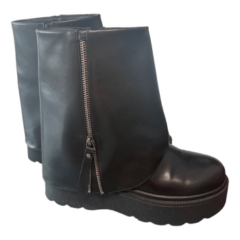 Black platform ankle boots