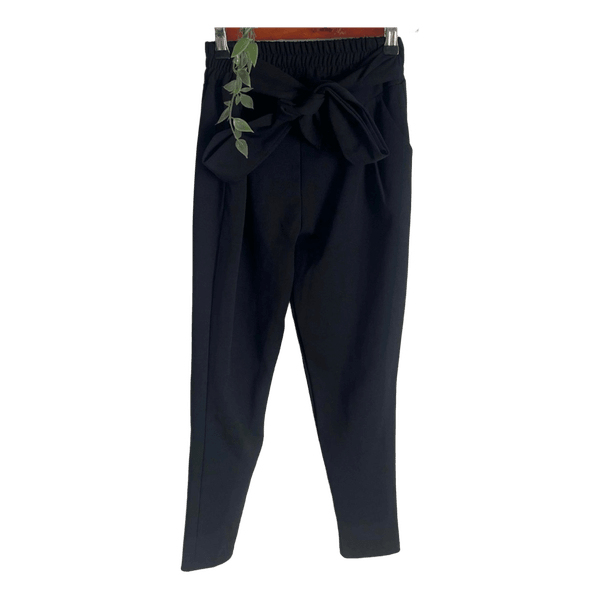Black tie-waist trousers