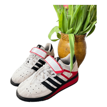 Adidas white and red sneakers