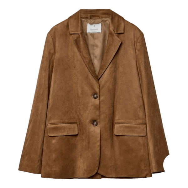 Brun blazer i imiteret læder
