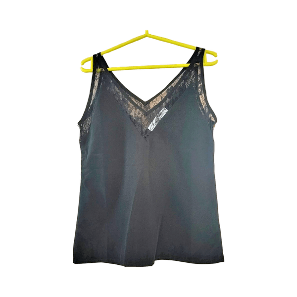 Black lace trim tank top