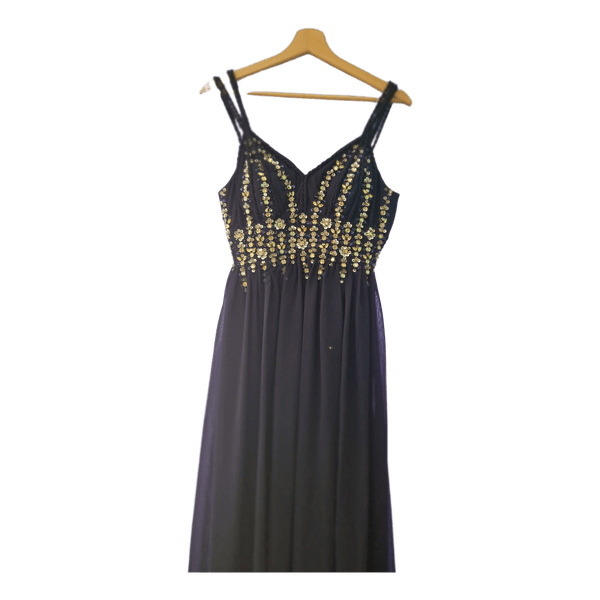 Dark blue beaded maxi dress