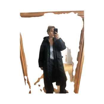 Long bomber hooded coat