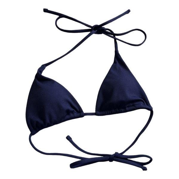 Blue ribbed bikini top