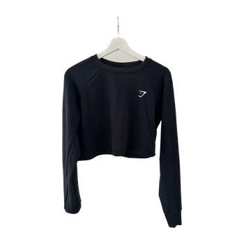 Black cropped long sleeve top