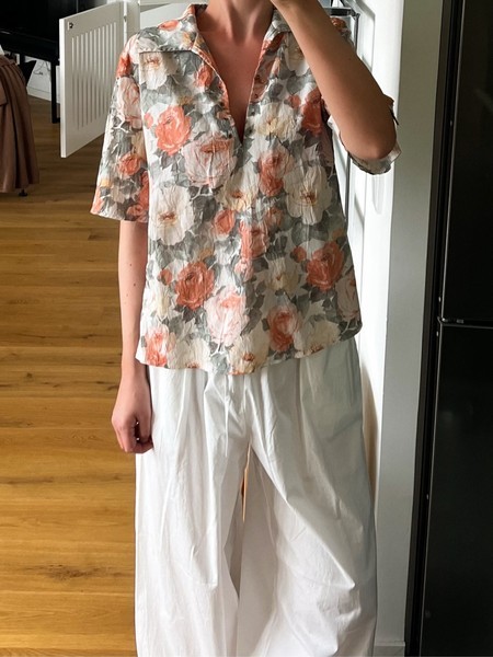 Vintage flower top with eyelet details