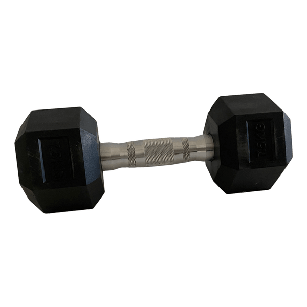 7.5 kg Hex Dumbbell Rubber Coated Chrome Handle Strength Training Home Gym Weight