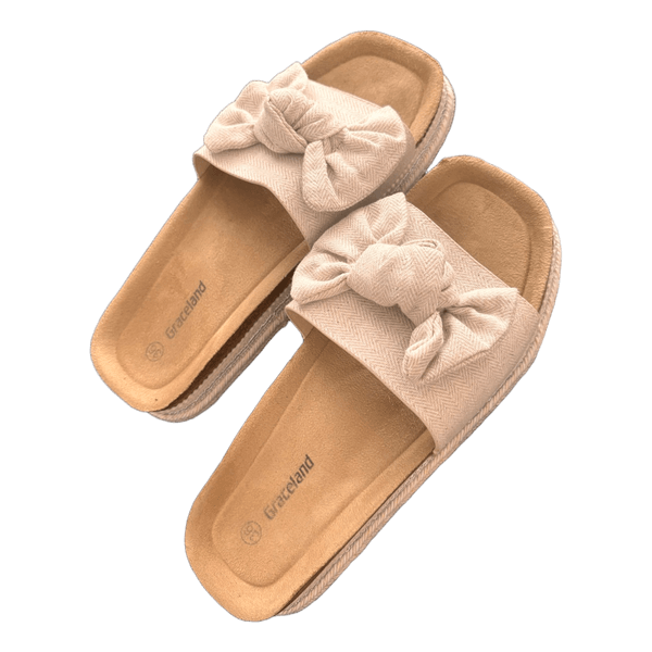 Beige bow sandals