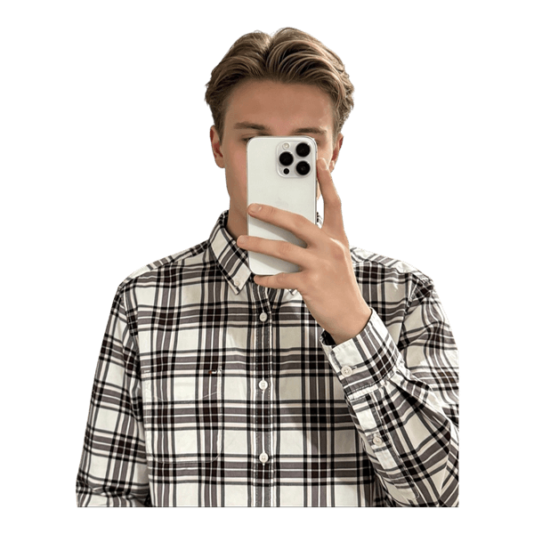 Plaid long-sleeved shirt