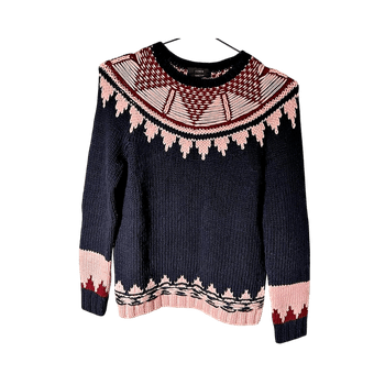 J. CREW Navy wool hand knit sweater