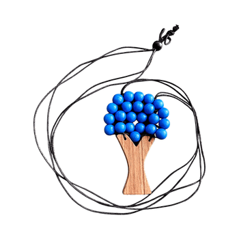 Blue bead tree necklace