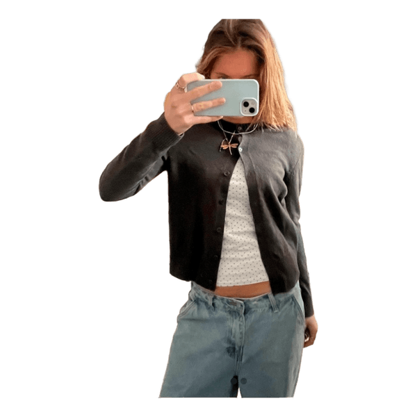 Mørkegrå strikcardigan