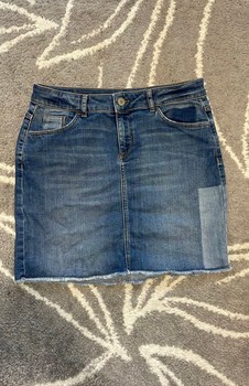Blue denim mini skirt