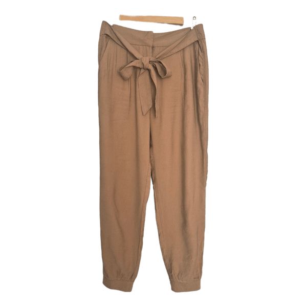 Beige belted trousers
