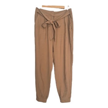 Beige belted trousers