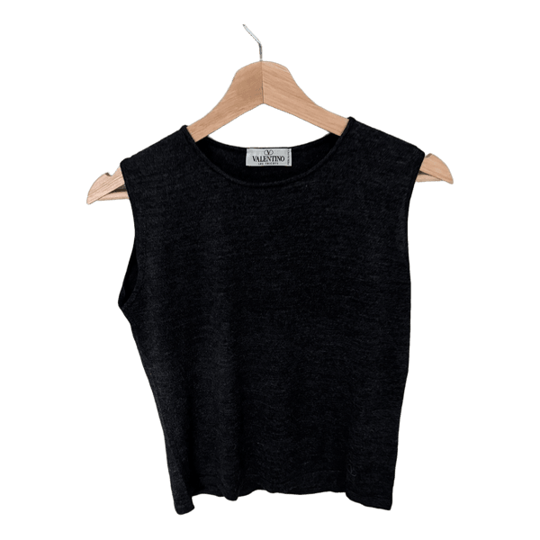 Valentino Les Tricots Ärmlös Stickad Topp / Dam Strl 44 (M) / Antracitgrå