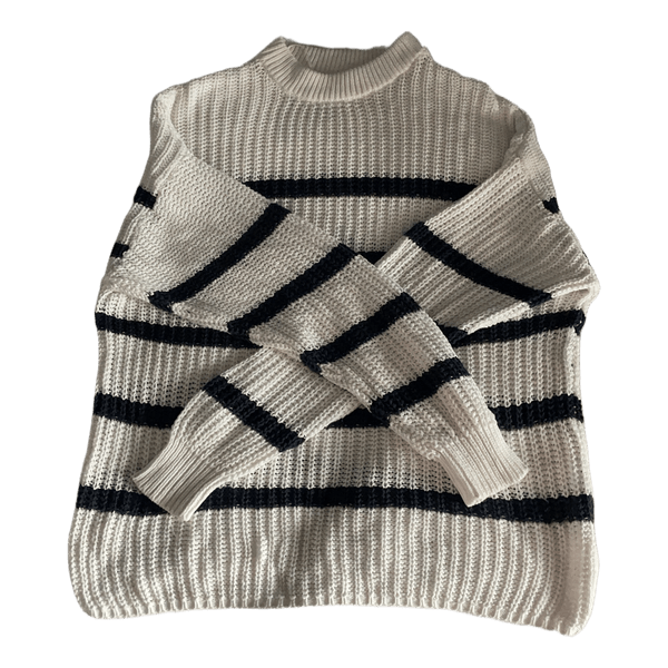 Black and white striped knit
