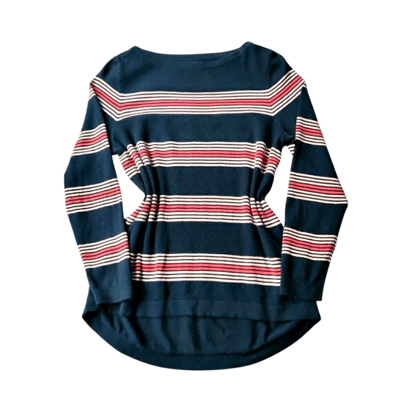 Tommy Hilfiger Striped Cotton Knit Jumper - Navy Blue - M/L
