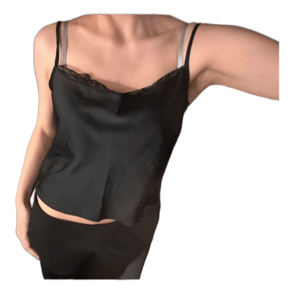 Black satin tank top