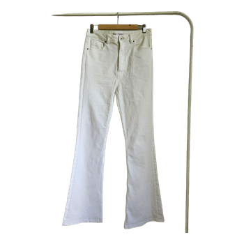 Zara White High Waist Flared Jeans Size EU 42 Bootcut Wide Leg Denim