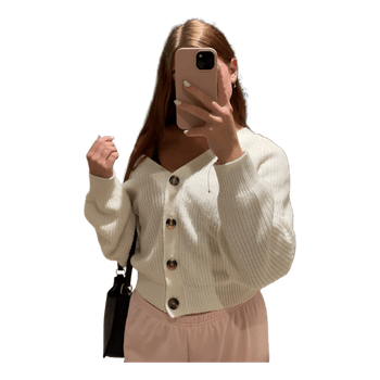 White ribbed knit cardigan