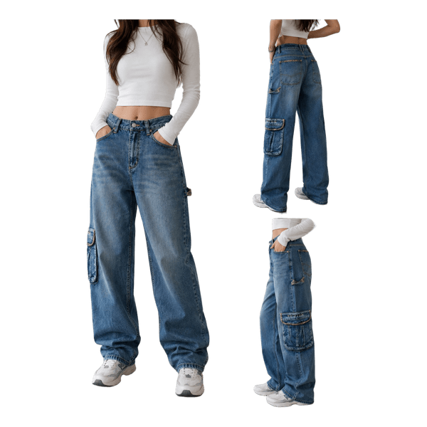 Blue denim cargo jeans