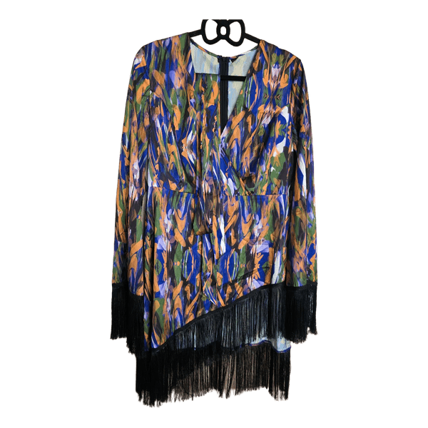 Multicolor abstract fringe dress