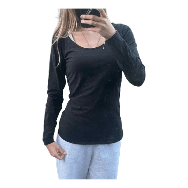 Sort langærmet t-shirt