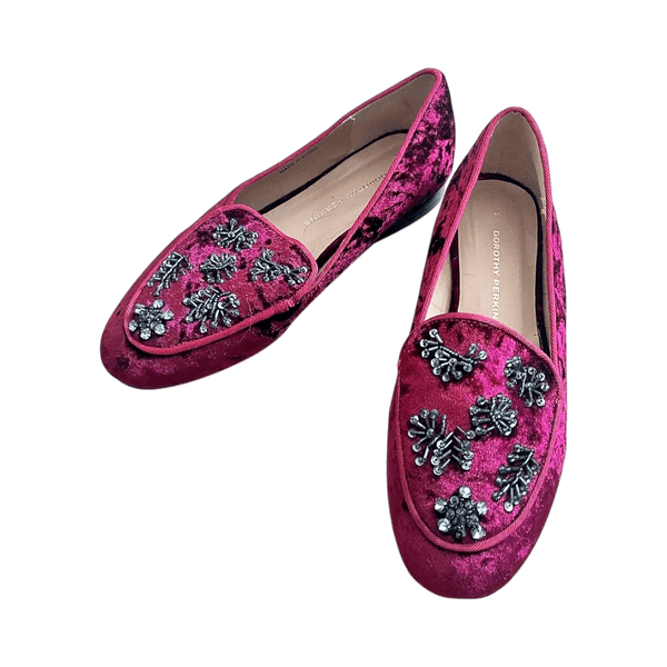 Burgundy velvet loafers