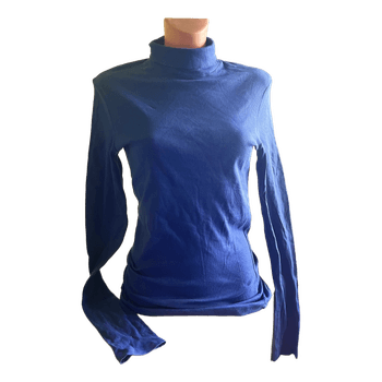 Blue ribbed turtleneck