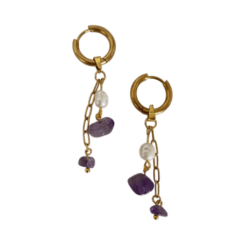 Kultaiset helmi-ametisti korvakorut