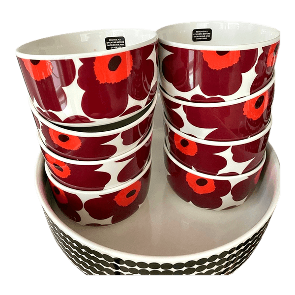 Marimekko Oiva Unikko kulhot 5 dl – 8 kpl (Burgundy)